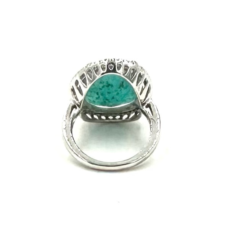 SERAFINA Sterling Silver Natural Diamond & Amazonite Ring Sz 7 NWOT - Picture 7 of 10